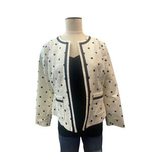 White with‎ Navy polka dot Blazer